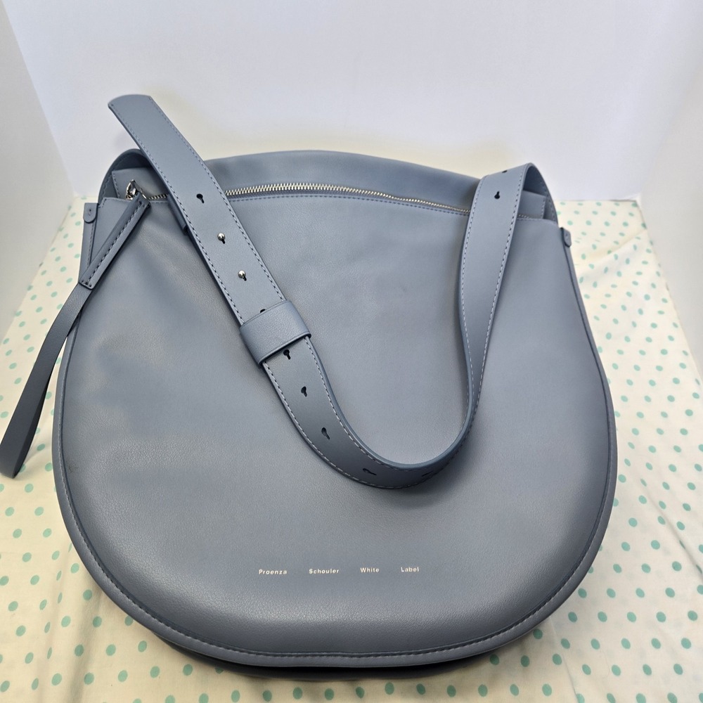 Proenza Schouler White Label Blue Leather Large Baxter Hobo Handbag Purse  EUC